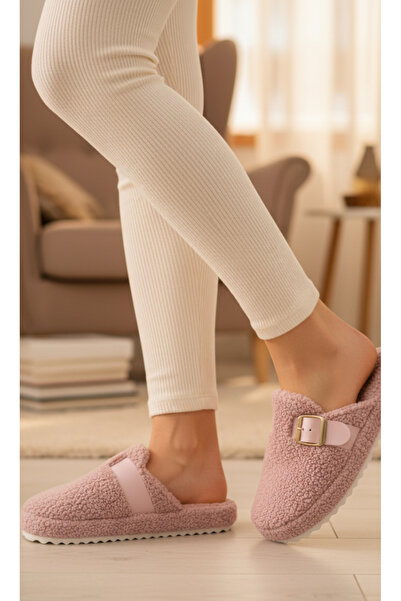Hızlı Al Buckled Winter Towel Slippers. Silent Sole Winter Home Slippers.