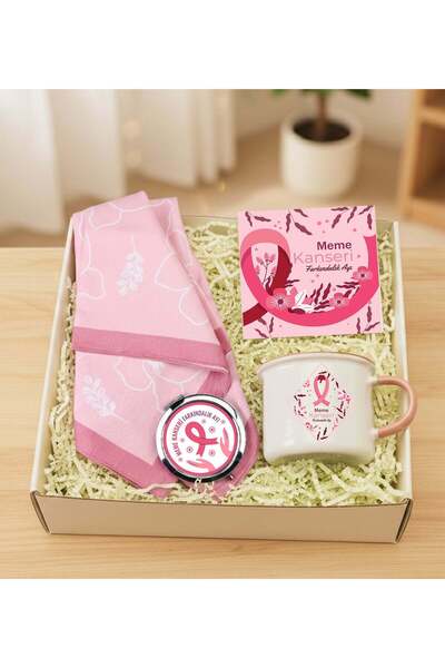 Theikonstore Çiçekli Fular & Vintage Kupa & El Aynası Hediye Seti