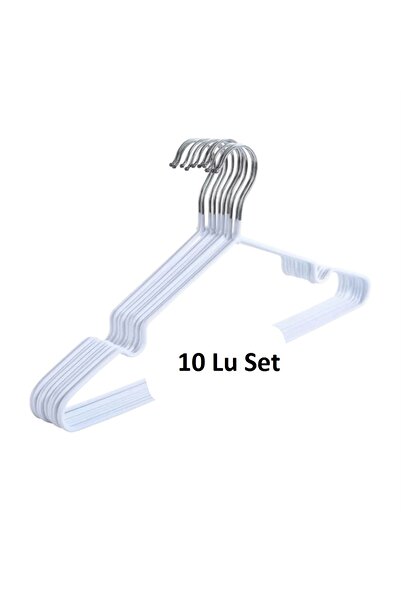 ada tasarım market Silikon Kaplı Tel Askı Beyaz Renk (10 Adet )