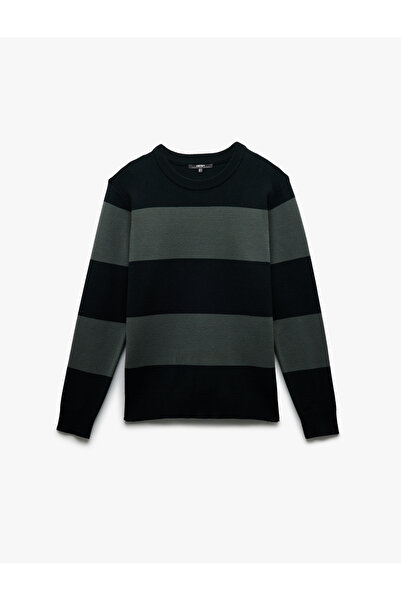 Koton Long Sleeve Crew Neck Striped Sweater