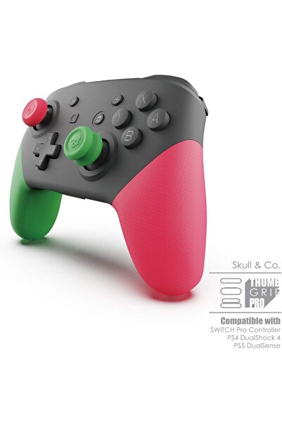 Skull & Co. Thumb Grip Set (Skin, CQC, FPS) for Switch Pro & PS5/PS4 Controllers - Neon Yellow, 3 Pa
