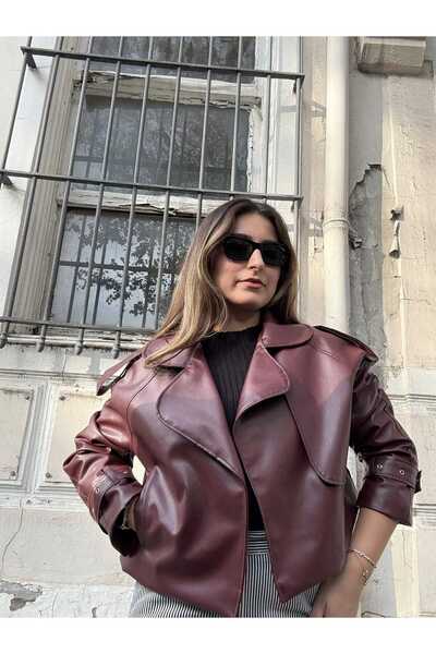 derrymore Cloak Oversize Crop Leather Jacket