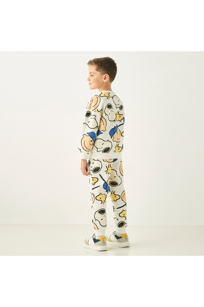 CPLG All-Over Snoopy Print Long Sleeves Sweatshirt and Elasticated Joggers Set