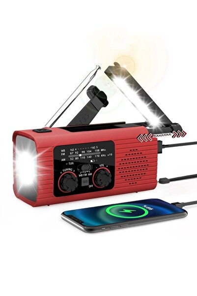 Arabest Emergency Hand-Crank Radio with Solar & USB Power Bank, SOS, AM/FM/NOAA