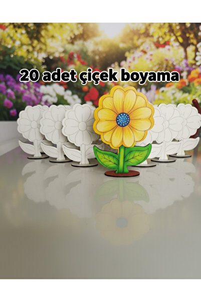 TOTTERİQ Çicek 20'li çiçek ahşap oyuncak aktivite karne hediyesi yaz okulu kr...