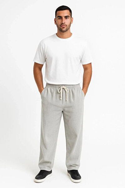 MODA Men's Corded Fabric Velvet Pocket Buggy Trousers Oversized Comfortable Fit - Gray