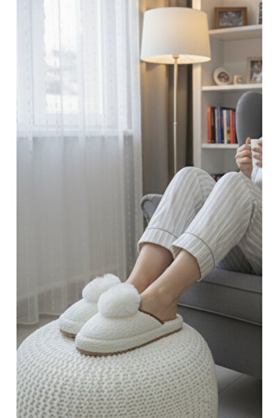 Hızlı Al Pompon Towel Women's Winter Slippers.Towel Winter.