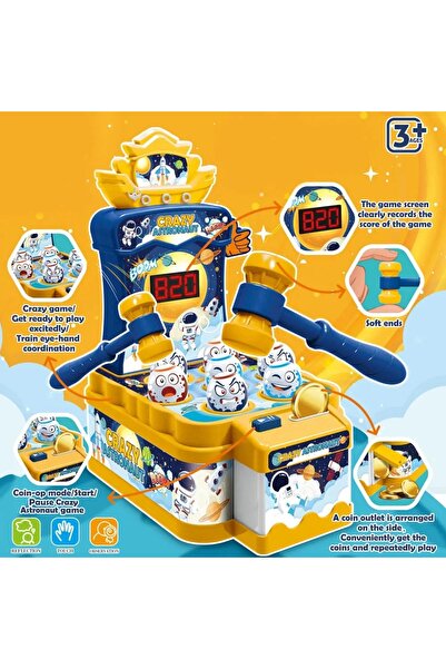 Toybox Kids Astronaut Mole Attack Game Mini Whack-a-Mole Toy with Light & Sound