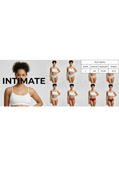 İntimate Women's Waist Elastic Detailed Fashion Style Cotton Stretchy Bikini Type 6-Piece Panties