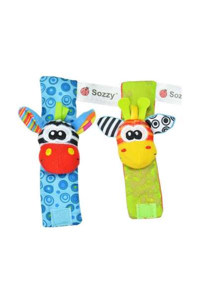 zola Set of 2 children's hand/foot toys, multicoloured, with velcro, different models, 15x3.5 cm