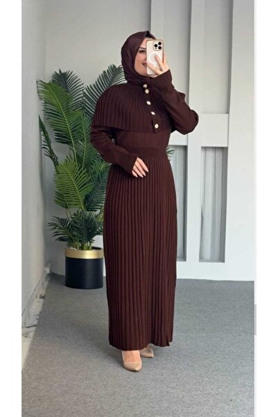 Erzani Kids KADIN TRİKO İKİLİ TAKIM DÜĞMELİ BOYDAN PİLİSELİ TESETTÜR ELBİSE