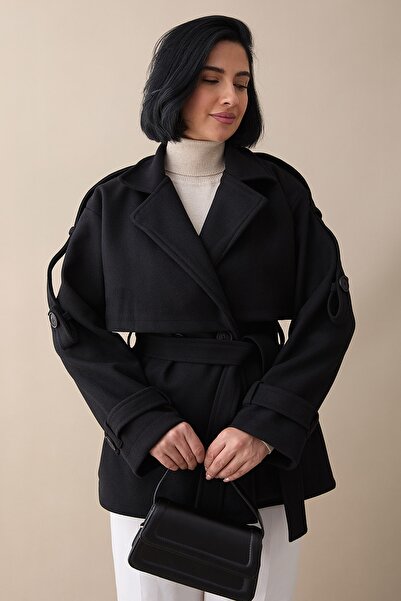 InStyle Kolu Epaulettes Black Short Coat