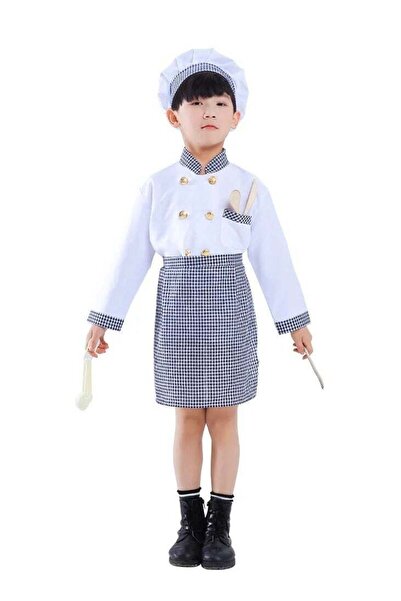 Toybox Chef Costume for Pretend Role-Play Outfit Set with Hat and Apron Large Size 8-9 Years 120-130 Cm