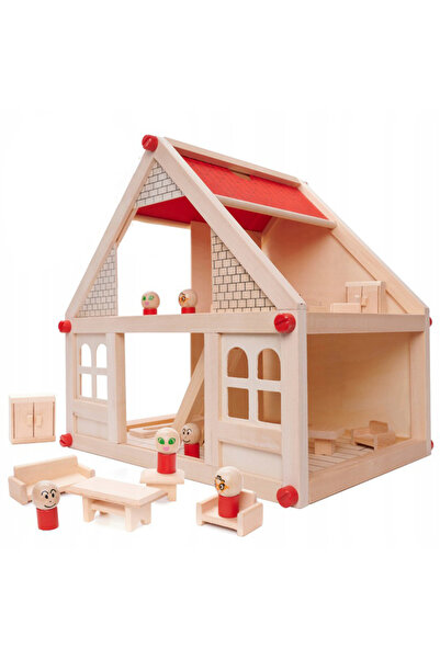 zola Casuta de papusi din lemn, pentru copii,2 etaje cu accesorii si figurine...