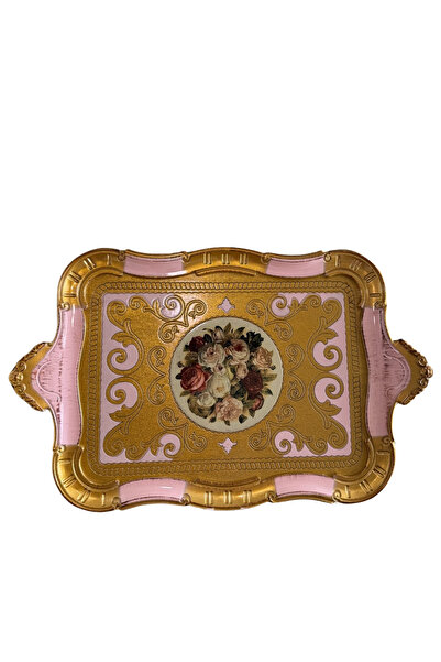 Sevinse Home Italian Rosewood 8-Person Luxury Handmade Tray Pink Gold, Presentation Tray