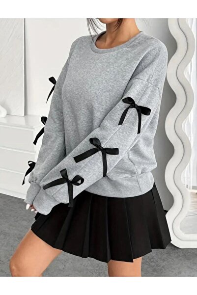 Keywest Women's Crew Neck Bow Oversized Sweatshirt