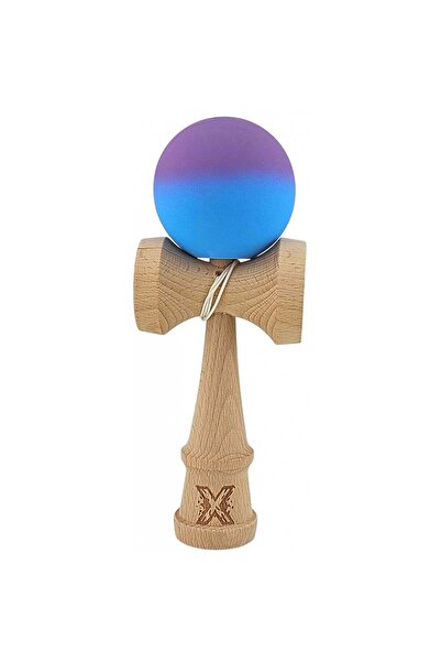 Kendama X Originala, Profesionala,din Lemn, Rubber Grip, 18 cm, Gradient Viol...
