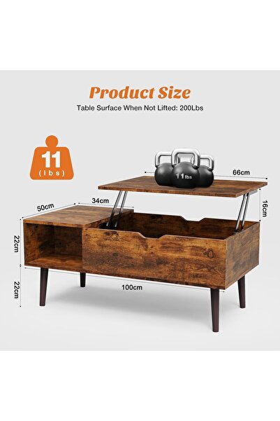 Gogoya lift-Top Coffee Table for Living Room and Office, Small Wooden Center Table with Storage