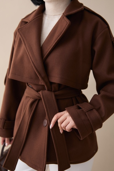 InStyle Kolu Epaulettes Brown Short Coat