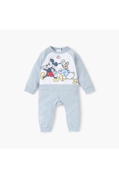Disney Mickey Mouse and Donald Duck Print Sleepsuit with Long Sleeves