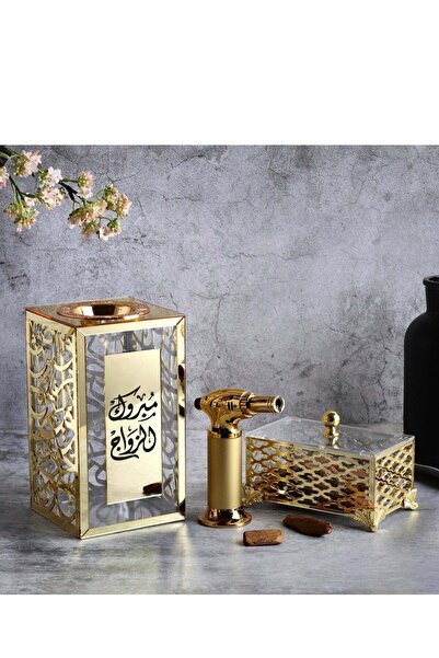 Story of candle مبخرة مع صندوق لحفظ البخور وللتخزين تأتي بعبارة "مبروك الزواج...