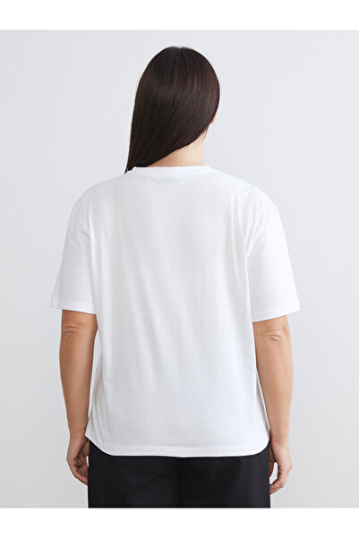 LC Waikiki Vizyon New Season Large Size Crew Neck Printed Women's T-Shirt