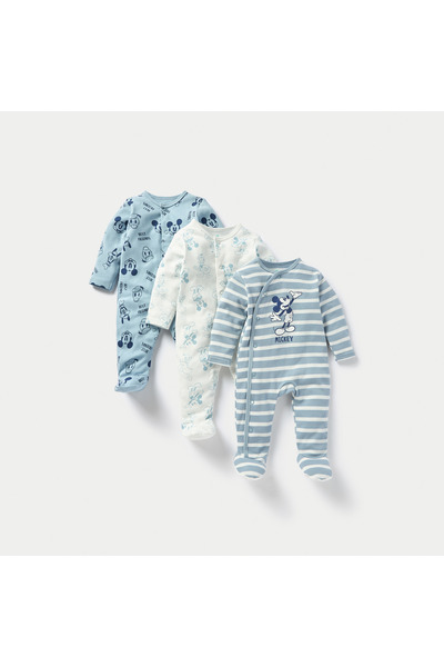 Disney Mickey Mouse and Friends Print Footed Sleepsuit - Set of 3