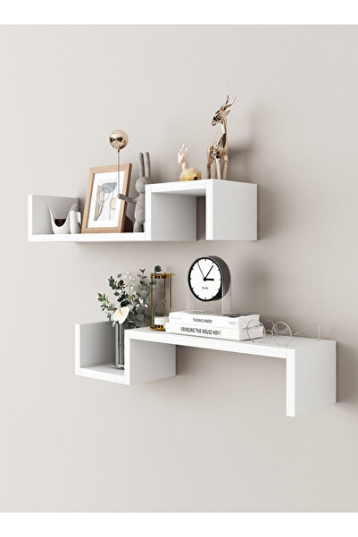 Generic Set of 2 White Decorative S-Shaped Floating Wall Shelves