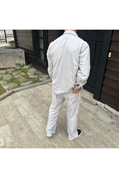 MODA Men's Corded Fabric Velvet Pocket Buggy Trousers Oversized Comfortable Fit - Gray