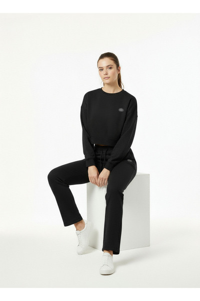 HepsitrentStore Crew Neck Crop Model Sweatshirt Tracksuit Bottom Top Set