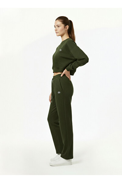 HepsitrentStore Crew Neck Crop Model Sweatshirt Tracksuit Bottom Top Set