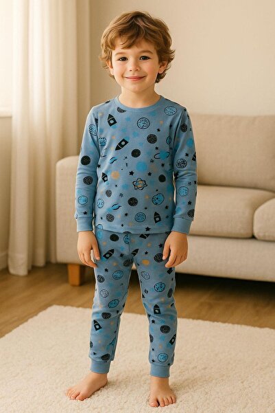 BONY SOCKS Set de pijamale cu model Planet pentru băieți