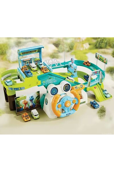 zola 2 in 1 interactive toy, sounds, parking with steering wheel and 4 cars, 30x27x13 cm