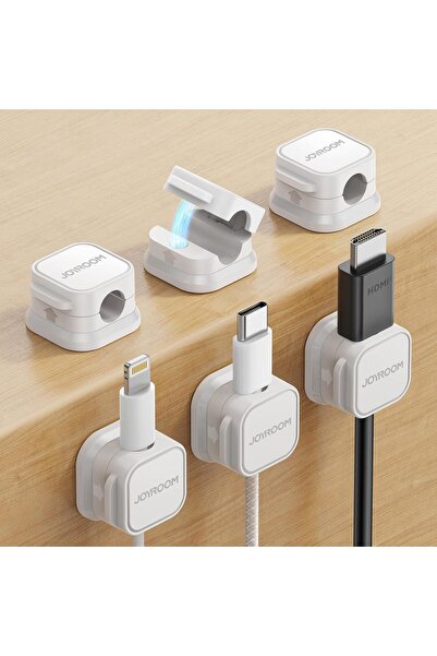 Joyroom 6 Pack Magnetic Cable Clips - Adhesive Cord Holders for Desk, Car & Home