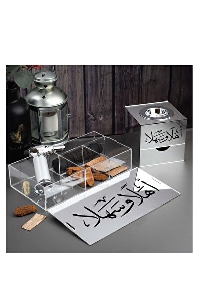 Story of candle مبخرة مع صندوق لحفظ البخور وللتخزين ,بعبارة"أهلاً وسهلا"مع عو...