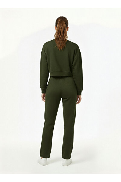 HepsitrentStore Crew Neck Crop Model Sweatshirt Tracksuit Bottom Top Set