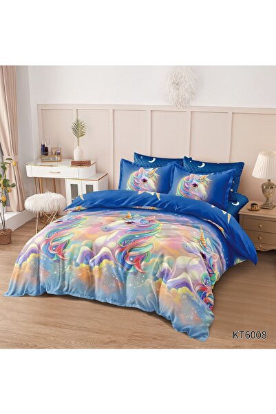 FIONNA.RO Finet 6-Piece Bed Linen With Elastic Animated Print - Unicorn On Clouds