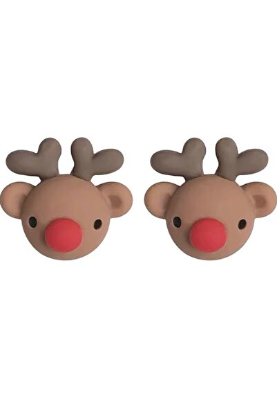 REDz Accessories Reindeer Earrings, Pin-back, for Women, Fashion Look, Brown