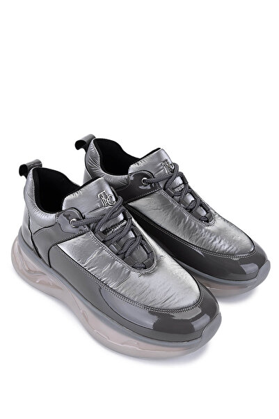 Tamer Tanca Women's Gray Patent Leather Sneakers & Sports Shoes
