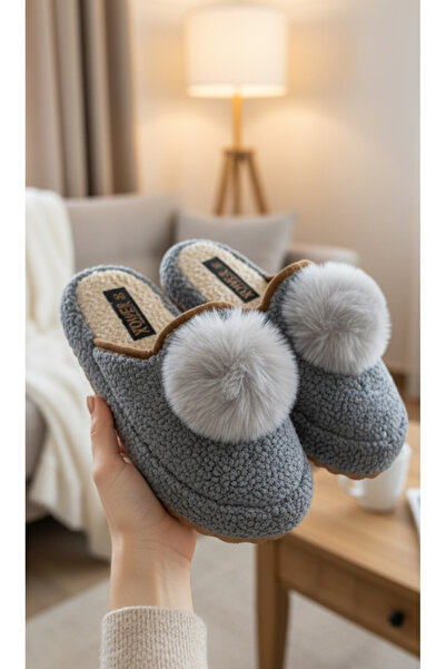 Hızlı Al Pompon Towel Women's Winter Slippers.Towel Winter.