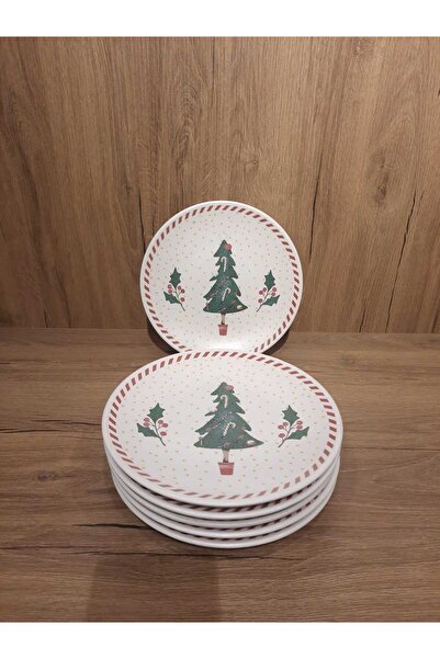Keramika New Year Cake Plate 20 cm 6 Pieces Pine Tree / New Year / New Year's...