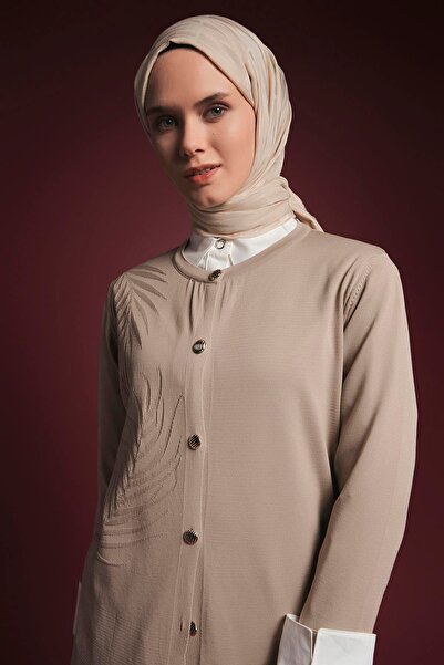 Armine TREND Patterned Long Knitwear Dark Stone 25Ytd4132