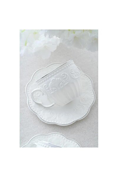 ACAR Fiona Silver 6 Kişilik Porselen Çay Fincanı Takımı - 220 ml MSKF80