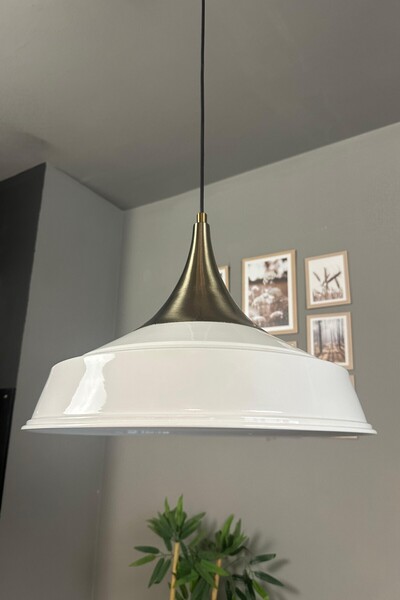 Bamyum Asaletli Tekli Beyaz Avize Eskitme Kubbe Başlık Retro Sarkıt Lamba Dük...