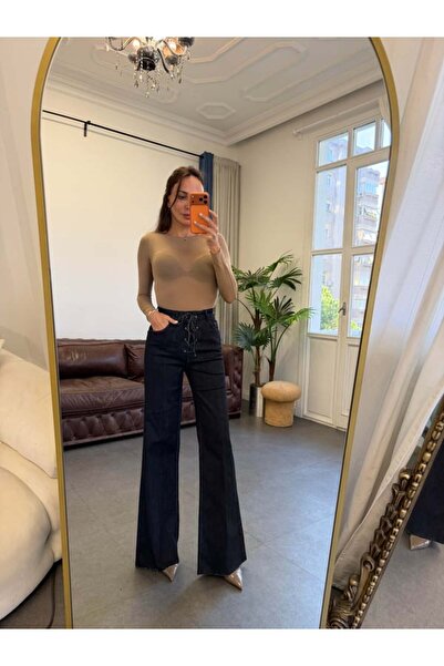 BOLESA GİYİM Lacivert Önden Bağcıklı Jean Pantolon