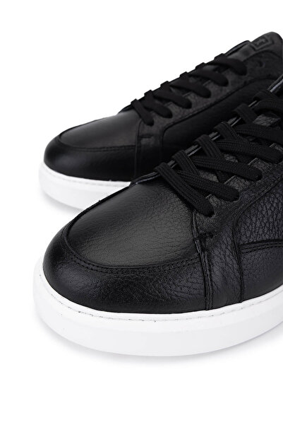 Tamer Tanca Men's Genuine Leather Black Sneakers & Sports Shoes