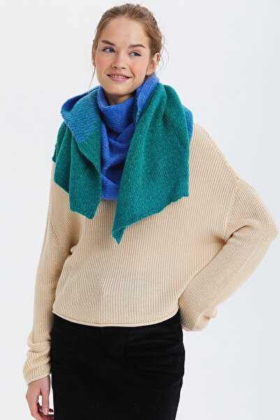 Clandestino bloc de culoare Eșarfă mare Albastru - Turcoaz