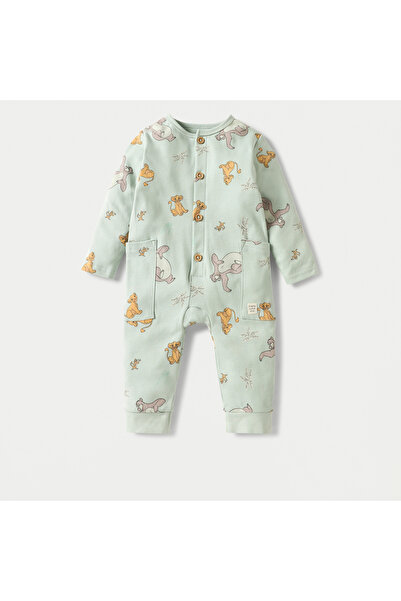 Disney بدلة نوم بطبعة سيمبا بأكمام طويلة وأزرار للإغلاق