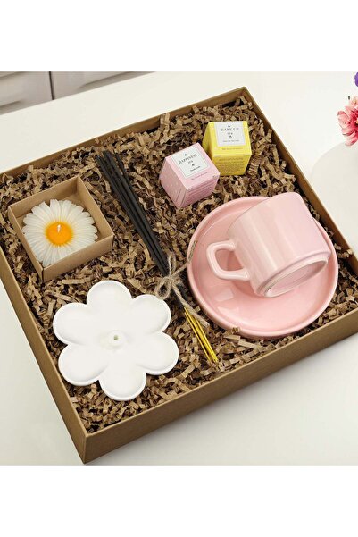 Theikonstore Pembe Fincan & Papatya Tütsülük & Mum & Tütsü & 2'li Bitki Çayı ...