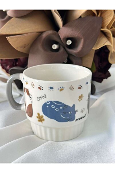 MD MİMOZA DEKOR Porcelain Tea Coffee Cup 340ml -Md7